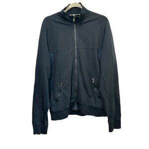 Moschino Jeans Men XL Full Zip Jacket Cotton Stretch Black Mock Neck Long Sleeve